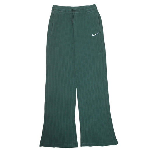 Nike Women's Green Wide-Leg Sweatpants S Elastic Waist Cotton Blend