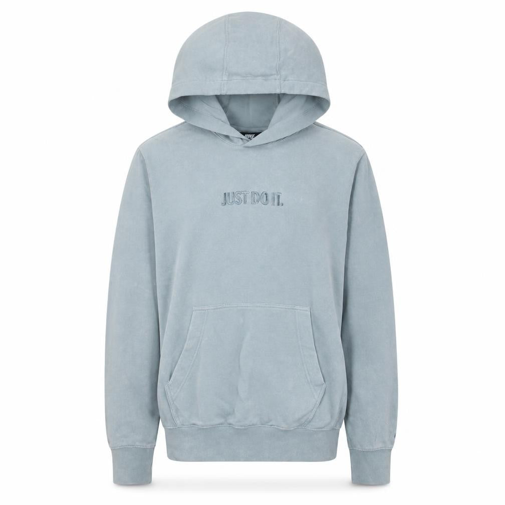 Front view of Nike Men's Grey XS Pullover Hoodie Just Do It Embroidered Sweatshirt