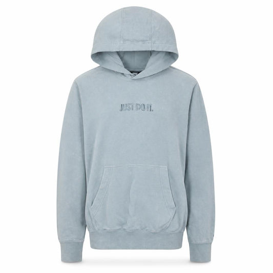 Front view of Nike Men's Grey XS Pullover Hoodie Just Do It Embroidered Sweatshirt