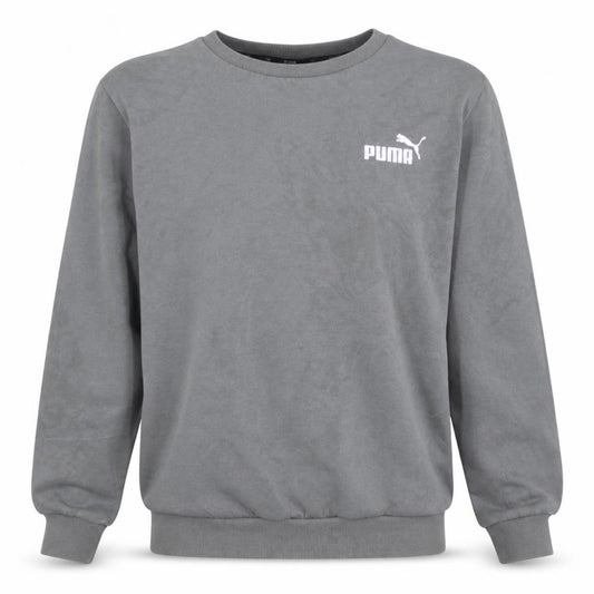 Front view of Puma Men's Grey Crew Neck Pullover Sweatshirt, size M, Classic Fit