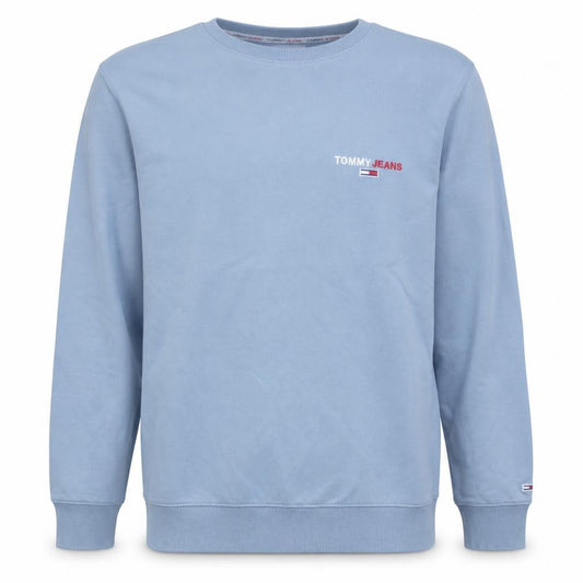 Front view of Tommy Jeans Men's Blue Crew Neck Logo Sweatshirt, size M