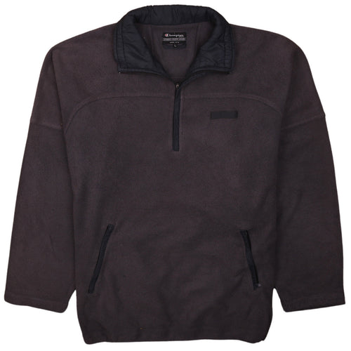 Champion Men's Grey Fleece 1/4 Zip Pullover Sweatshirt L