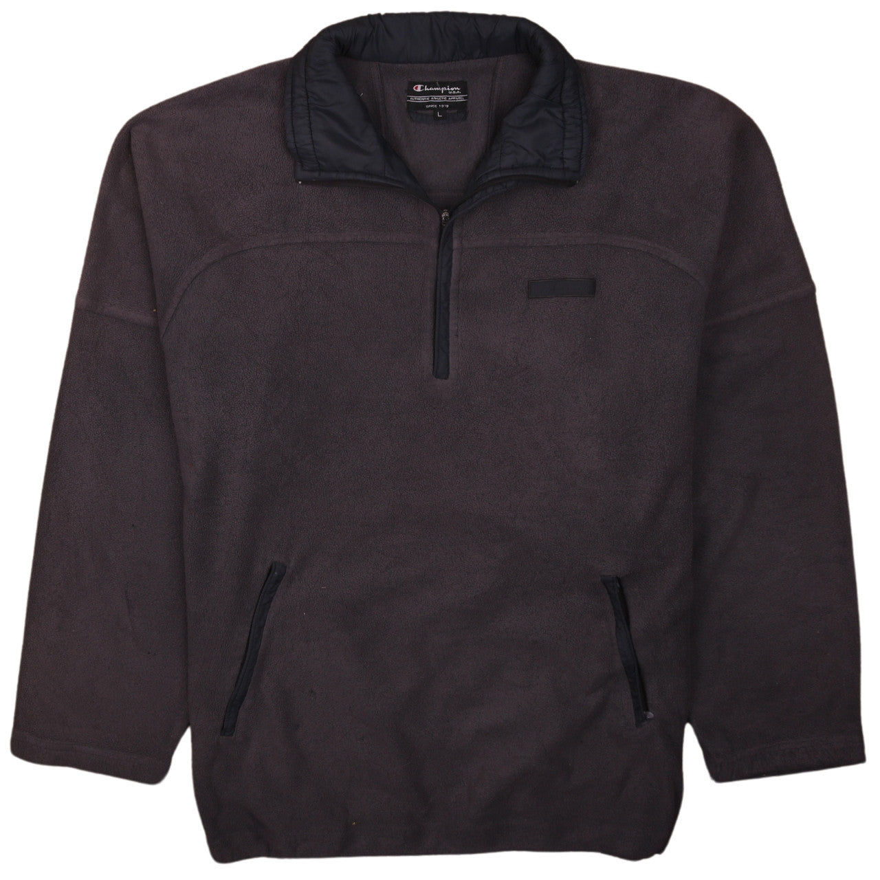 Champion Men's Grey Fleece 1/4 Zip Pullover Sweatshirt L