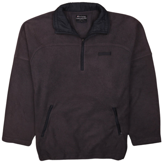 Front view of Champion Men's Grey Fleece 1/4 Zip Pullover Sweatshirt L