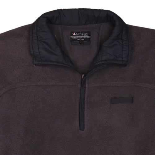Champion Men's Grey Fleece 1/4 Zip Pullover Sweatshirt L