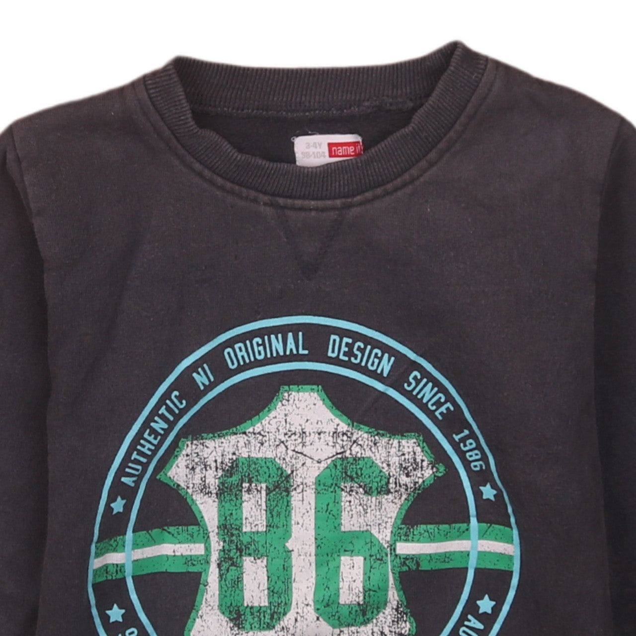 Name It Boys Black Graphic Print Sweatshirt 3-4 Years Cotton Blend