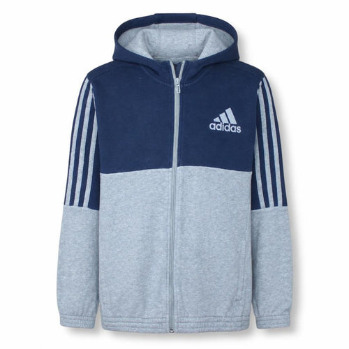 Adidas Boys Blue Grey Full Zip Hoodie 13-14 Years Classic Hooded Sweatshirt
