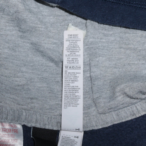 Adidas Boys Blue Grey Full Zip Hoodie 13-14 Years Classic Hooded Sweatshirt
