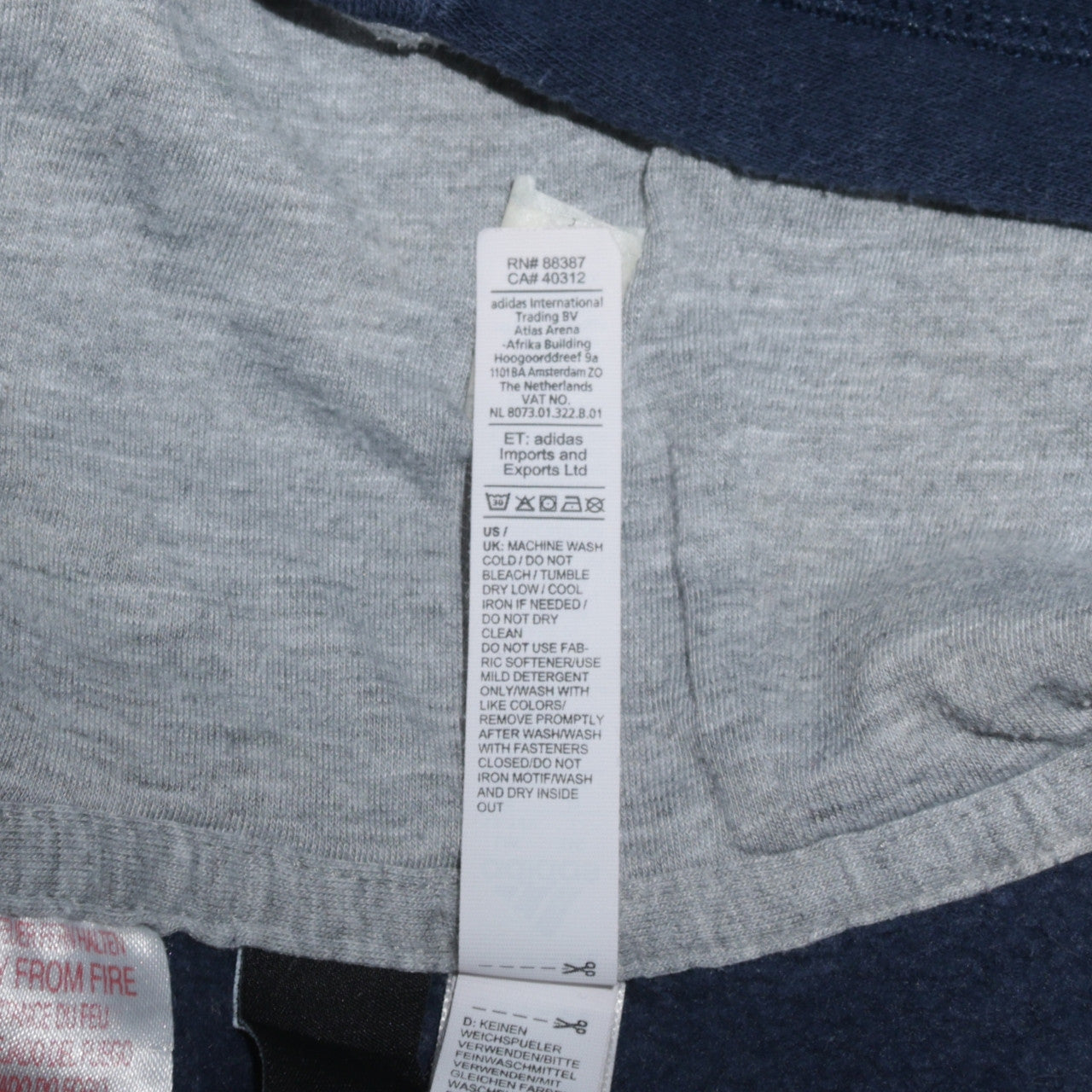 Adidas Boys Blue Grey Full Zip Hoodie 13-14 Years Classic Hooded Sweatshirt
