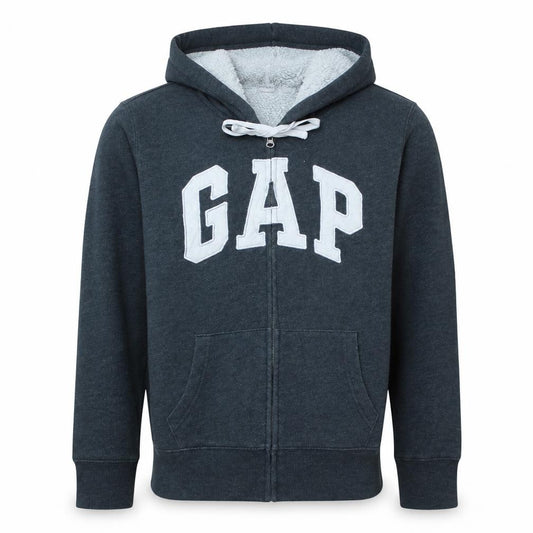 Front view of Gap Men's Grey Full Zip Fleece Lined Hoodie L