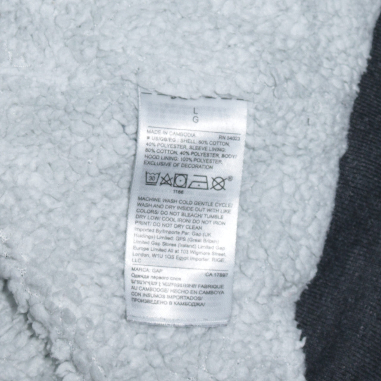 GAP Men's Grey Full Zip Fleece Lined Hoodie L
