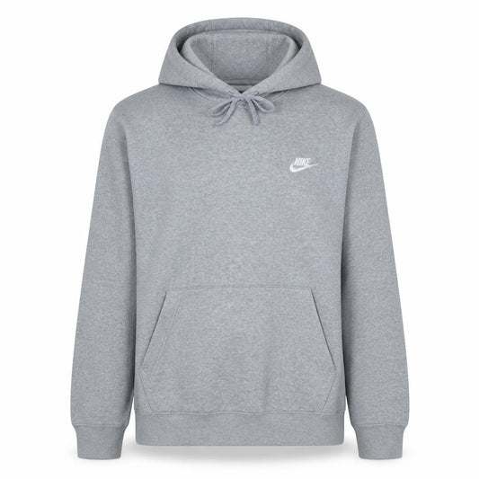 Front view of Nike Men's Grey Pullover Hoodie Small Fleece Logo Sportswear