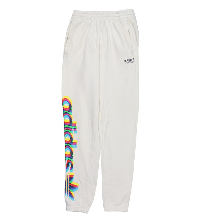 adidas Womens White XS Jogger Sweatpants with Colourful Logo