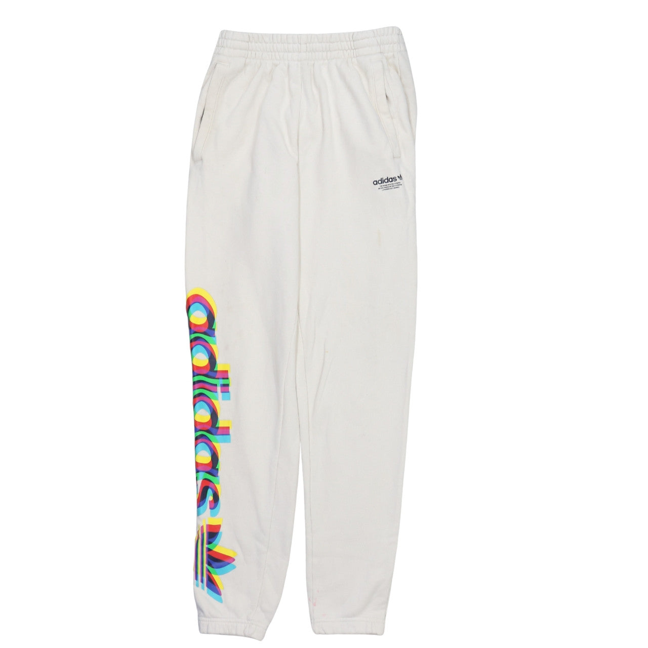 adidas Womens White XS Jogger Sweatpants with Colourful Logo