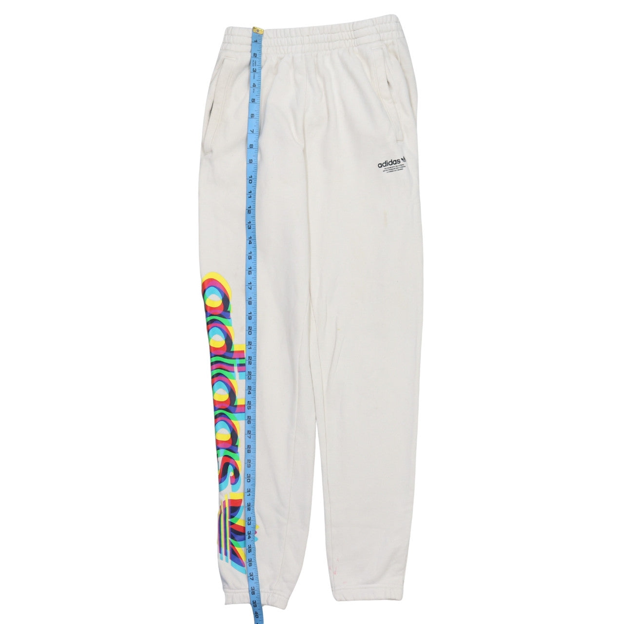 adidas Womens White XS Jogger Sweatpants with Colourful Logo