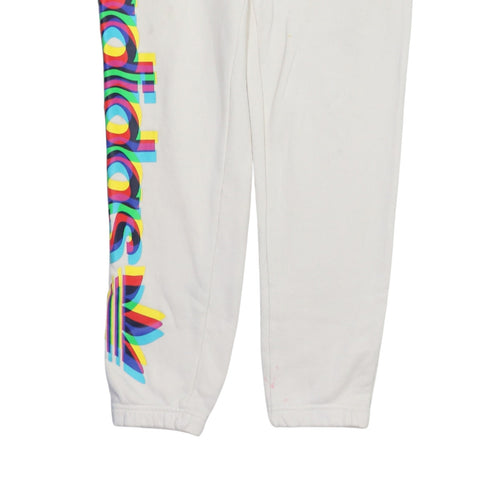 adidas Womens White XS Jogger Sweatpants with Colourful Logo