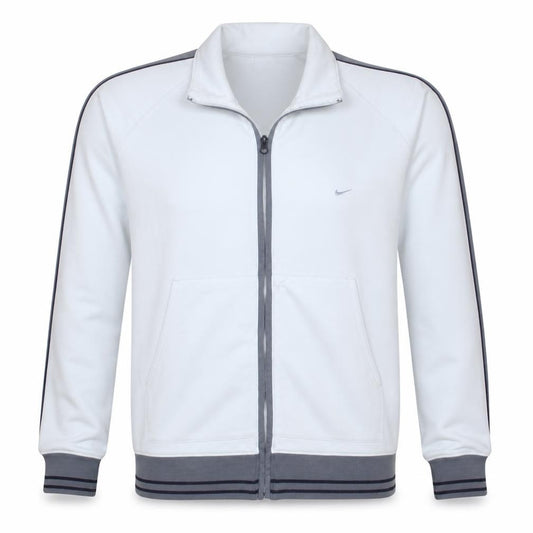Front view of Nike Men's Grey Full Zip Sweatshirt M Regular Fit Lightweight