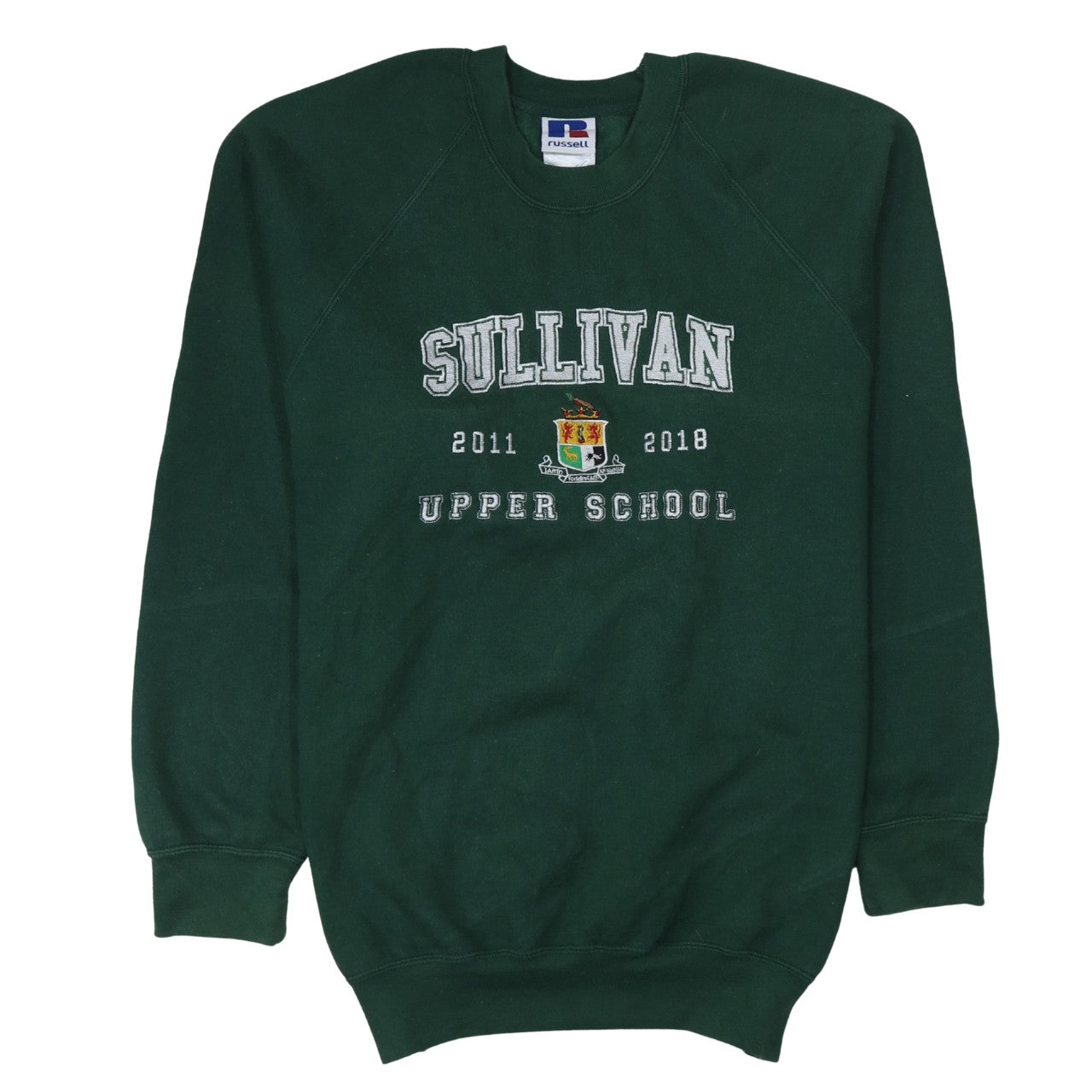 Russell Mens Green Embroidered Sullivan Upper School Sweatshirt M