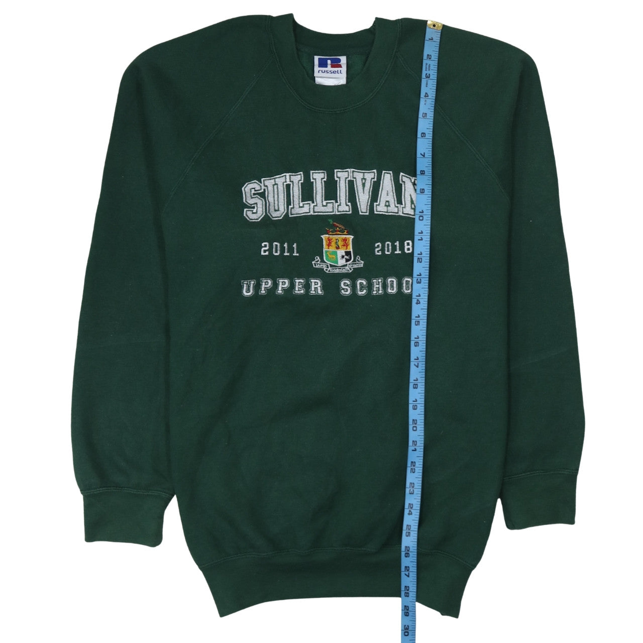 Russell Mens Green Embroidered Sullivan Upper School Sweatshirt M