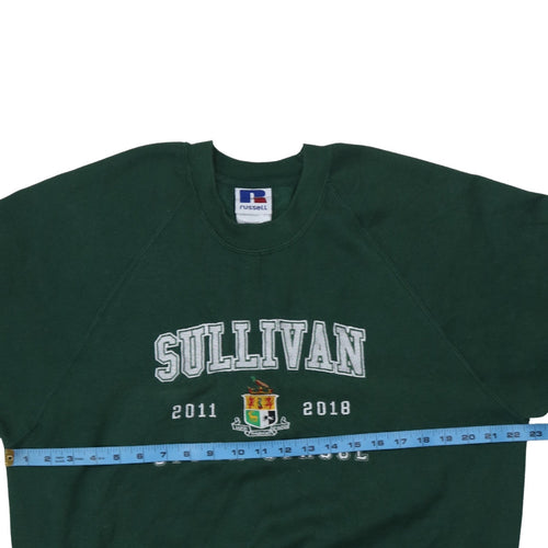 Russell Mens Green Embroidered Sullivan Upper School Sweatshirt M