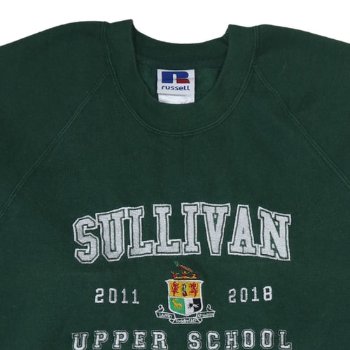 Russell Mens Green Embroidered Sullivan Upper School Sweatshirt M