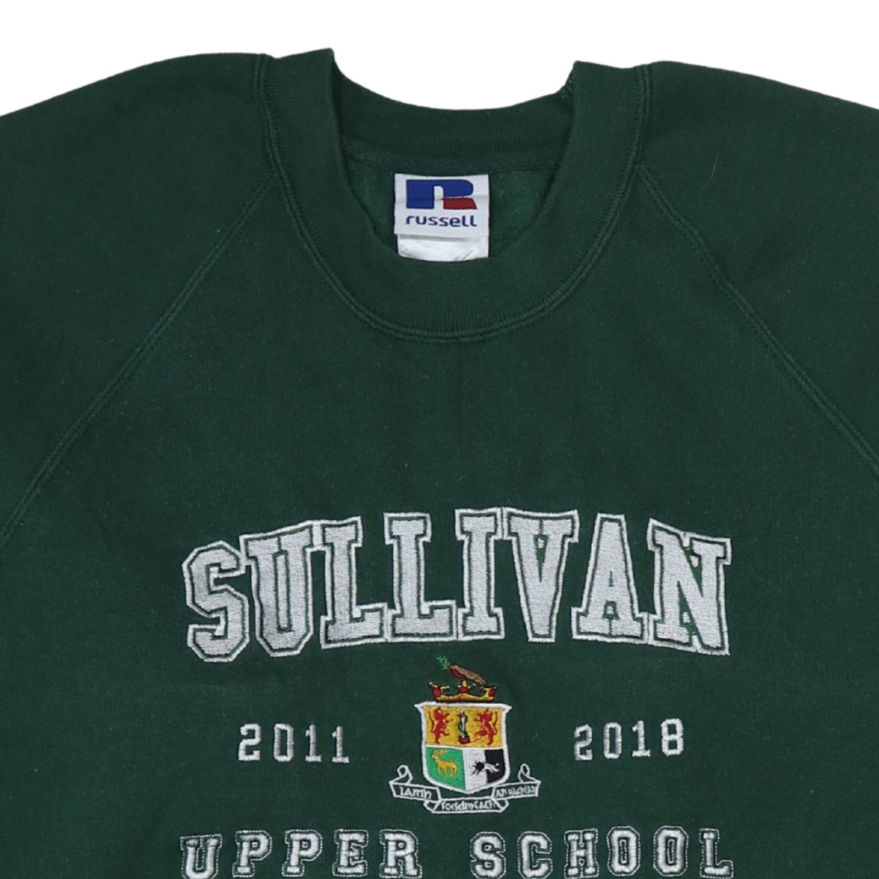Russell Mens Green Embroidered Sullivan Upper School Sweatshirt M