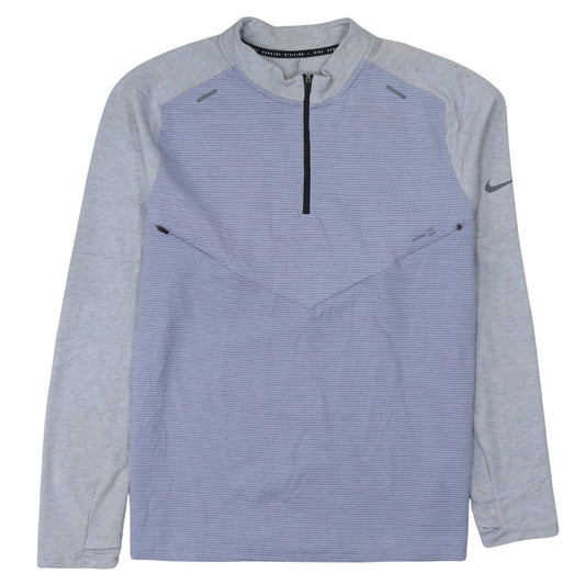 Nike Men's Grey Dri-Fit Running Division 1/4 Zip Top Size L