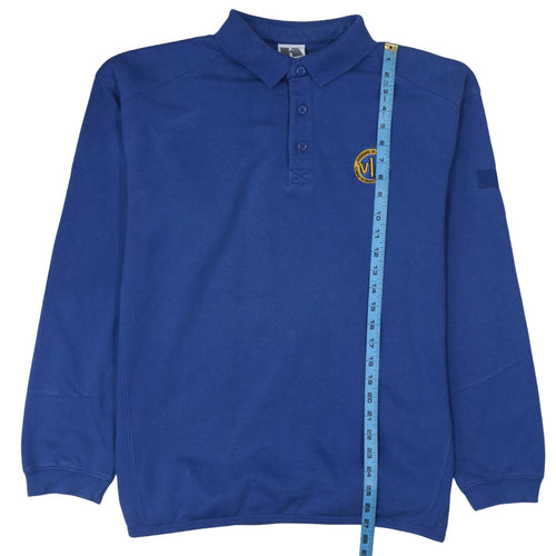 Russell Blue Men’s Long Sleeve Polo Shirt Size L Embroidered Logo