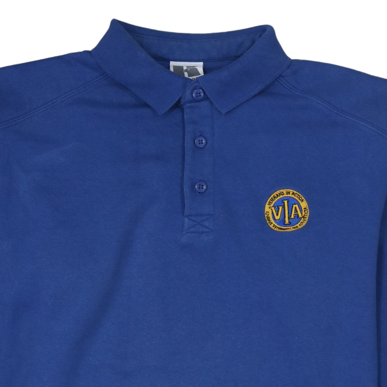 Russell Blue Men’s Long Sleeve Polo Shirt Size L Embroidered Logo