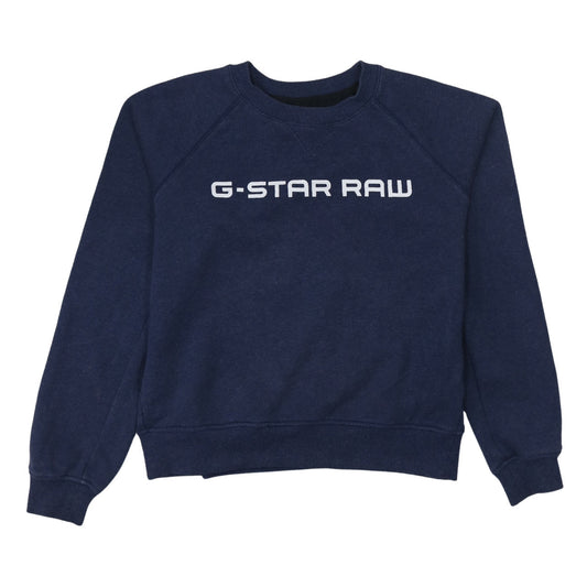G-Star RAW Women's Navy Blue Raglan Crew Neck Sweatshirt M