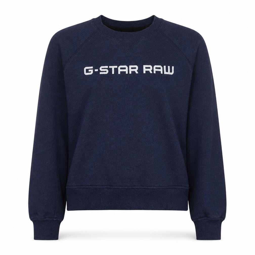Front view of G-Star RAW Women's Navy Blue Raglan Crew Neck Sweatshirt M