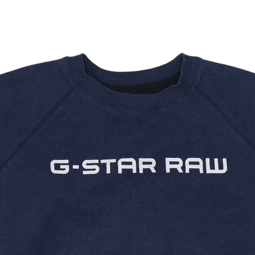 G-Star RAW Women's Navy Blue Raglan Crew Neck Sweatshirt M