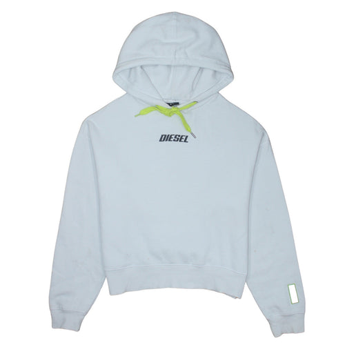 Diesel Mens White Hoodie M Pullover Fleece Logo Hooded Sweatshirt