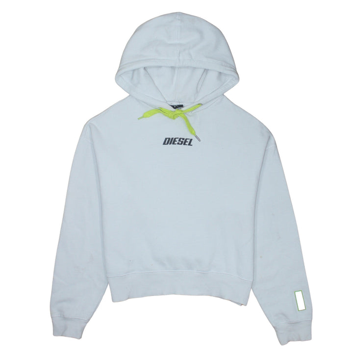 Diesel Mens White Hoodie M Pullover Fleece Logo Hooded Sweatshirt