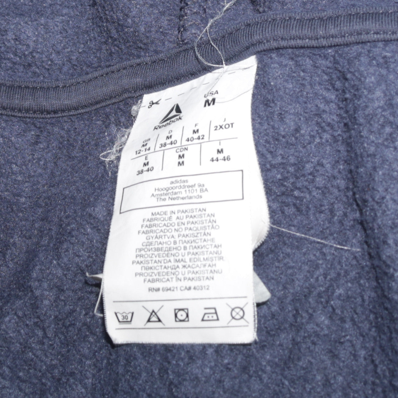 Reebok Women's Navy Blue Full Zip Hoodie Size M