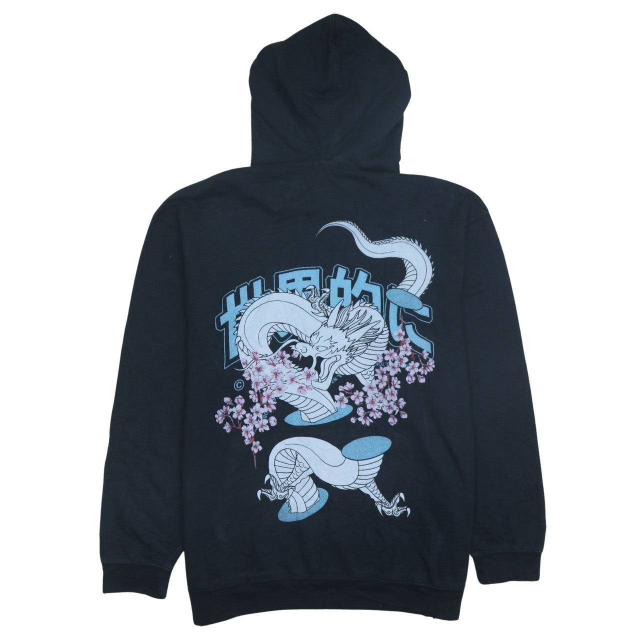 boohooMAN Men's Black Dragon Graphic Pullover Hoodie Size M