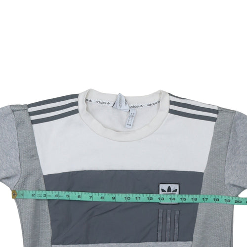 Adidas Men's Grey Crew Neck Zip Pocket Pullover Sweatshirt Size S