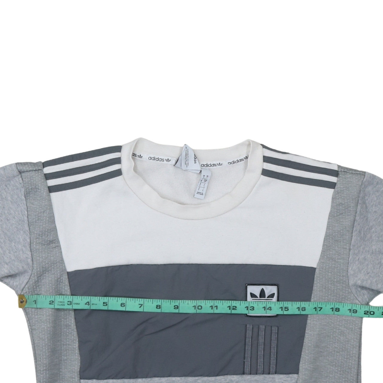 Adidas Men's Grey Crew Neck Zip Pocket Pullover Sweatshirt Size S
