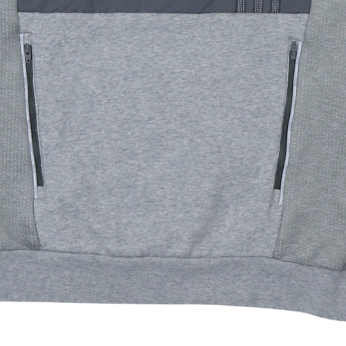 Adidas Men's Grey Crew Neck Zip Pocket Pullover Sweatshirt Size S
