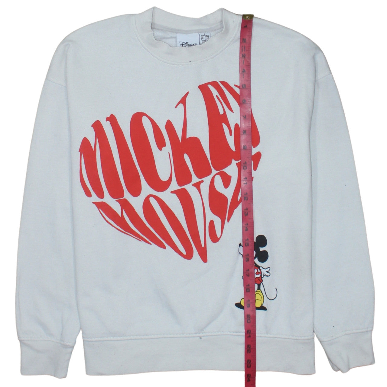 Disney Womens White Mickey Mouse Graphic Pullover Sweatshirt Size S