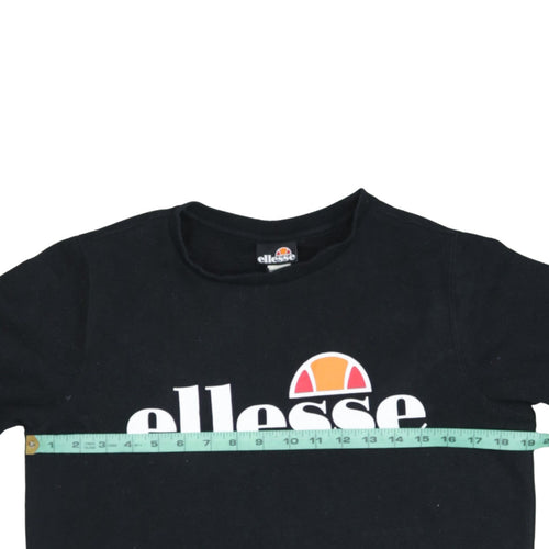 Ellesse Boys Black 13-14 Years Pullover Sweatshirt Crew Neck Logo Print