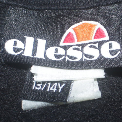 Ellesse Boys Black 13-14 Years Pullover Sweatshirt Crew Neck Logo Print