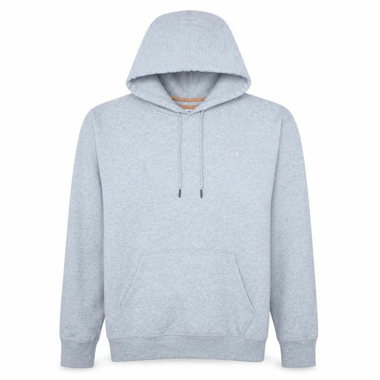 Front view of Champion Men’s Grey XL Pullover Hoodie Fleece Logo Drawstring