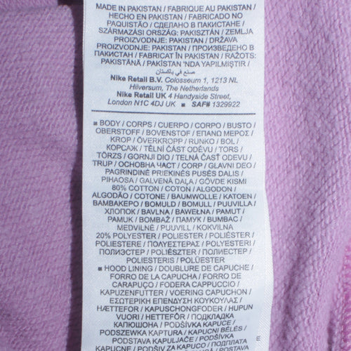 Nike Womens Lilac Pullover Hoodie Size L Logo Print Cotton Blend