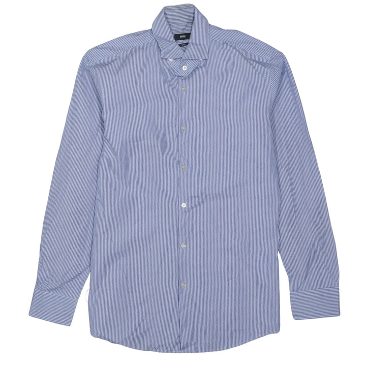 Hugo Boss Men's Blue Striped Slim Fit Long Sleeve Shirt Size L