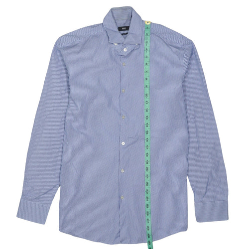 Hugo Boss Men's Blue Striped Slim Fit Long Sleeve Shirt Size L