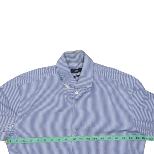 Hugo Boss Men's Blue Striped Slim Fit Long Sleeve Shirt Size L