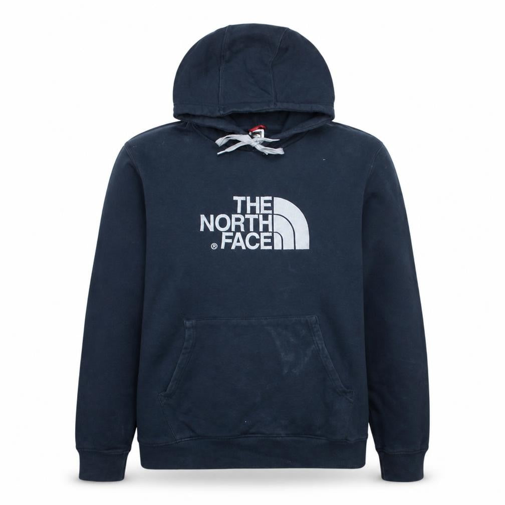 Front view of The North Face Men's Blue Large Pullover Hoodie Cotton Logo