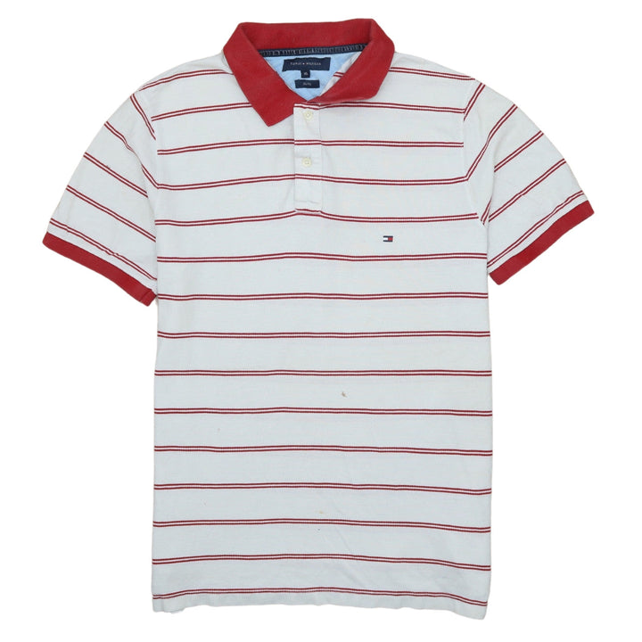 Tommy Hilfiger Men's White Red Striped Slim Fit Polo Shirt XL