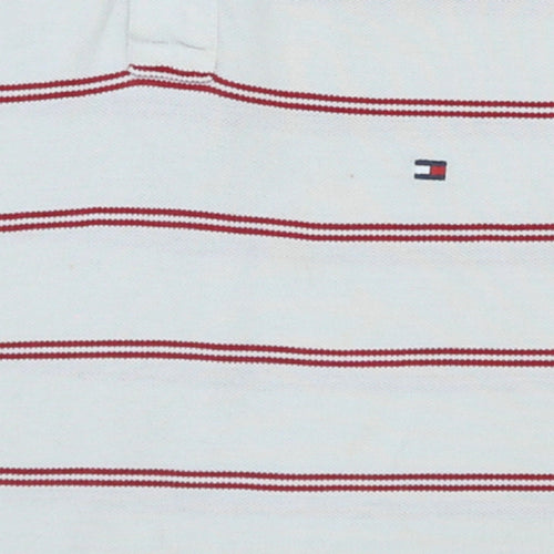 Tommy Hilfiger Men's White Red Striped Slim Fit Polo Shirt XL